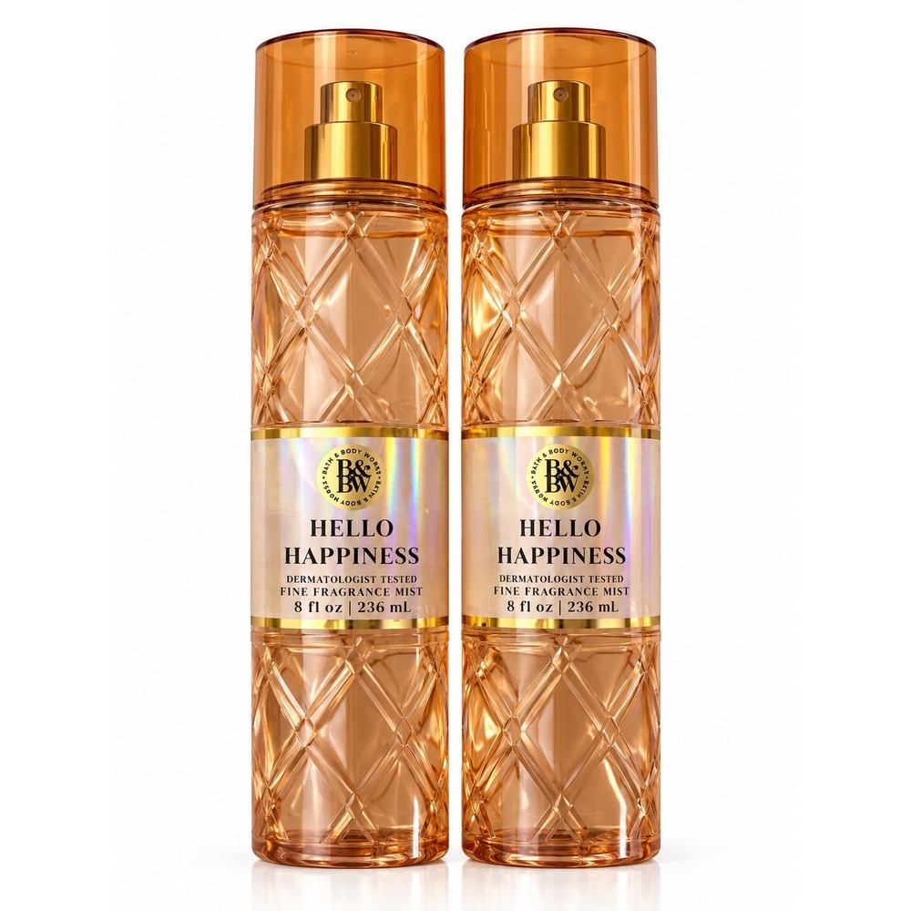 Bath And Body Works Hello Happiness Fine Fragrance Mist 8 Oz Set Of 2 Spray